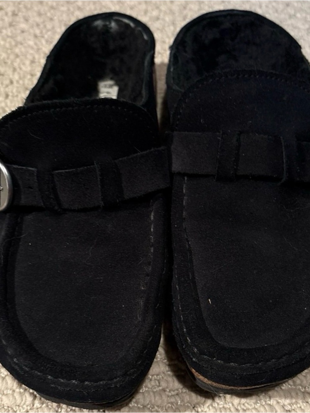 Birkenstock Shearling Buckley clog in black size 38